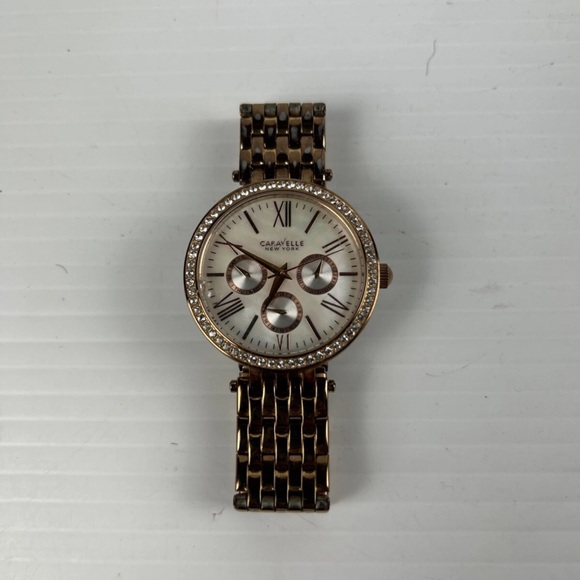 Caravelle NY,Ladies' Rose Gold,Round Crystal Chronograph Bracelet Watch.44N101 - Picture 1 of 4
